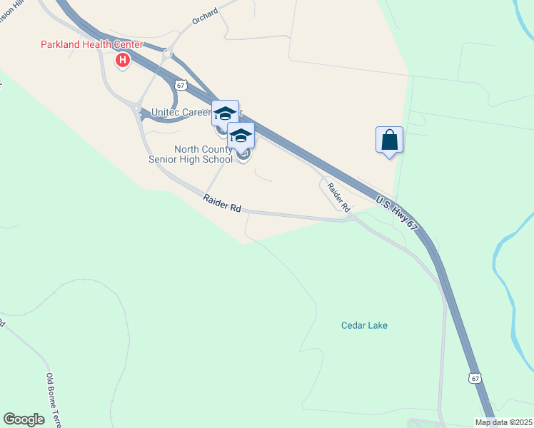 map of restaurants, bars, coffee shops, grocery stores, and more near 7151 Raider Road in Bonne Terre