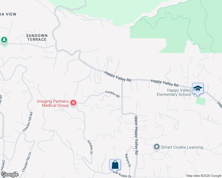 map of restaurants, bars, coffee shops, grocery stores, and more near 4026 Canyon Road in Lafayette