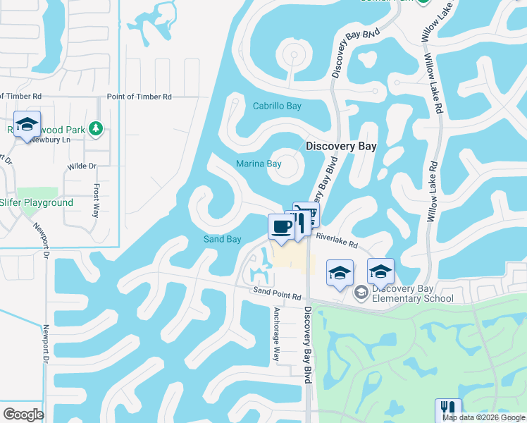 map of restaurants, bars, coffee shops, grocery stores, and more near 5034 Double Point Way in Discovery Bay