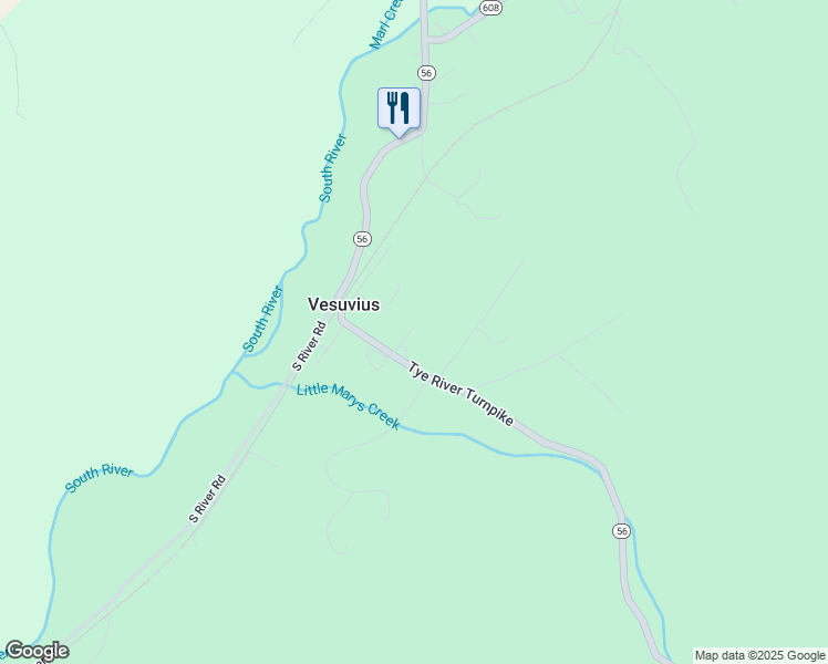 map of restaurants, bars, coffee shops, grocery stores, and more near 877 Tye River Turnpike in Vesuvius