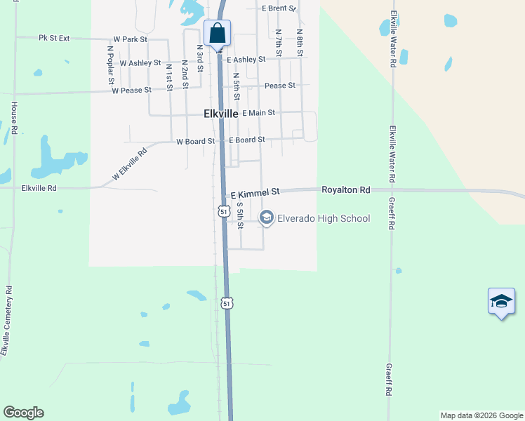 map of restaurants, bars, coffee shops, grocery stores, and more near 413 South 6th Street in Elkville