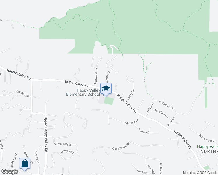map of restaurants, bars, coffee shops, grocery stores, and more near 3848 Happy Valley Road in Lafayette