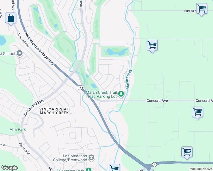 map of restaurants, bars, coffee shops, grocery stores, and more near 1360 McPrince Lane in Brentwood