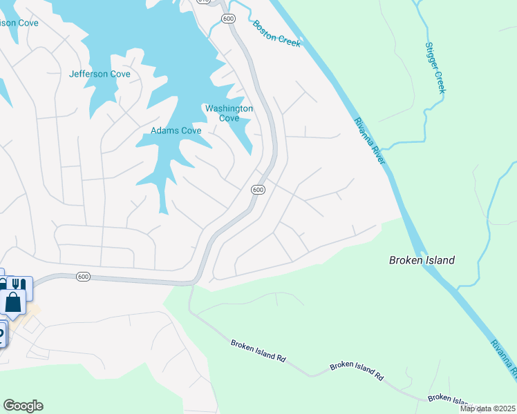 map of restaurants, bars, coffee shops, grocery stores, and more near 39 Riverside Drive in Palmyra