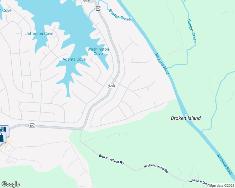 map of restaurants, bars, coffee shops, grocery stores, and more near 38 Riverside Drive in Palmyra