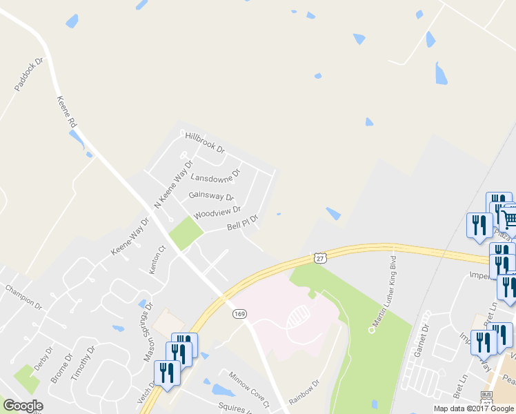 map of restaurants, bars, coffee shops, grocery stores, and more near 506 Bell Place Drive in Nicholasville