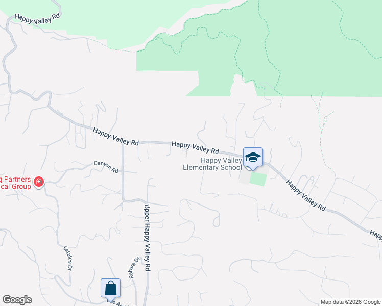 map of restaurants, bars, coffee shops, grocery stores, and more near 3955 Happy Valley Road in Lafayette