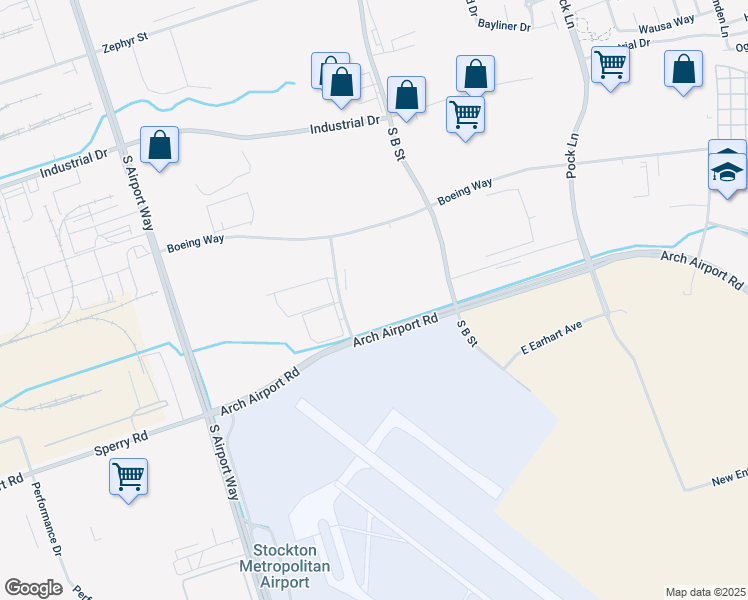 map of restaurants, bars, coffee shops, grocery stores, and more near 4510 Alitalia Way in Stockton