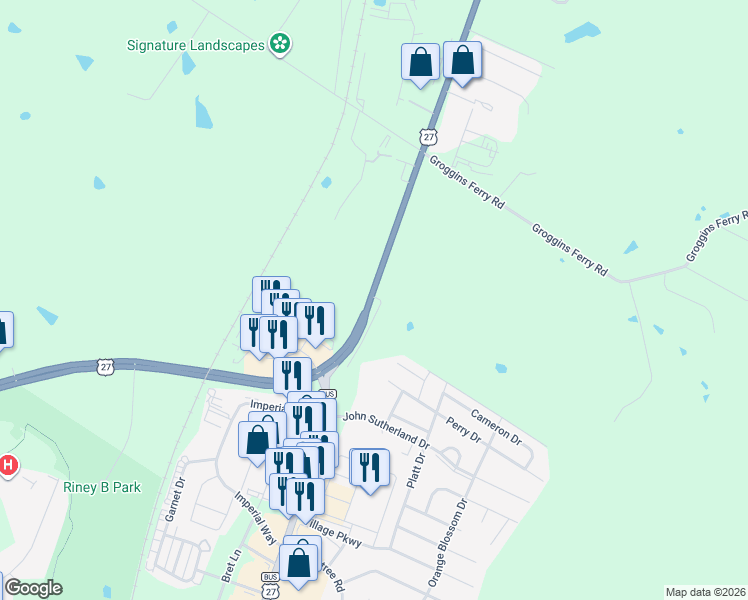 map of restaurants, bars, coffee shops, grocery stores, and more near 1100 U.S. 27 in Nicholasville