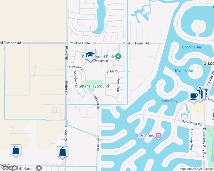 map of restaurants, bars, coffee shops, grocery stores, and more near 4228 Slifer Drive in Discovery Bay