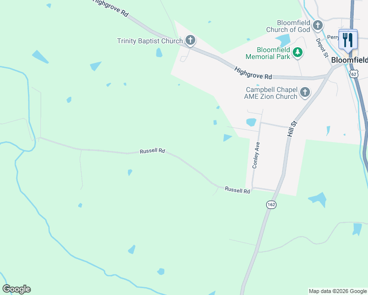 map of restaurants, bars, coffee shops, grocery stores, and more near in Bloomfield