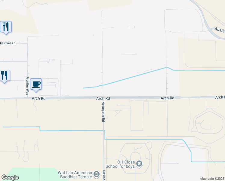 map of restaurants, bars, coffee shops, grocery stores, and more near 5250 Newcastle Road in Stockton