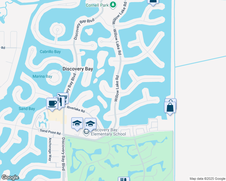map of restaurants, bars, coffee shops, grocery stores, and more near 5545 Drakes Court in Discovery Bay