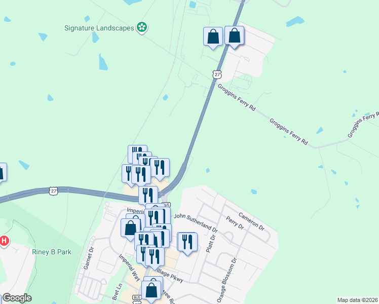 map of restaurants, bars, coffee shops, grocery stores, and more near 1100 U.S. 27 in Nicholasville