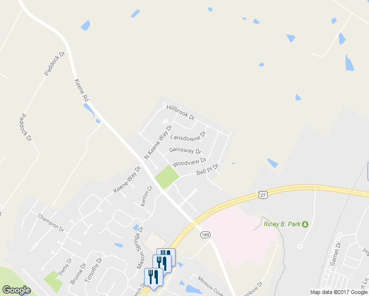 map of restaurants, bars, coffee shops, grocery stores, and more near 133 Gainsway Drive in Nicholasville