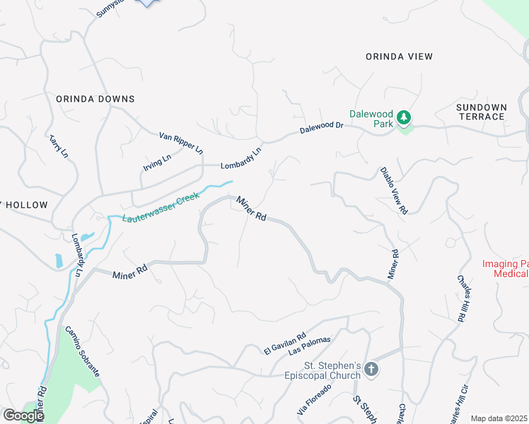 map of restaurants, bars, coffee shops, grocery stores, and more near 605 Miner Road in Orinda