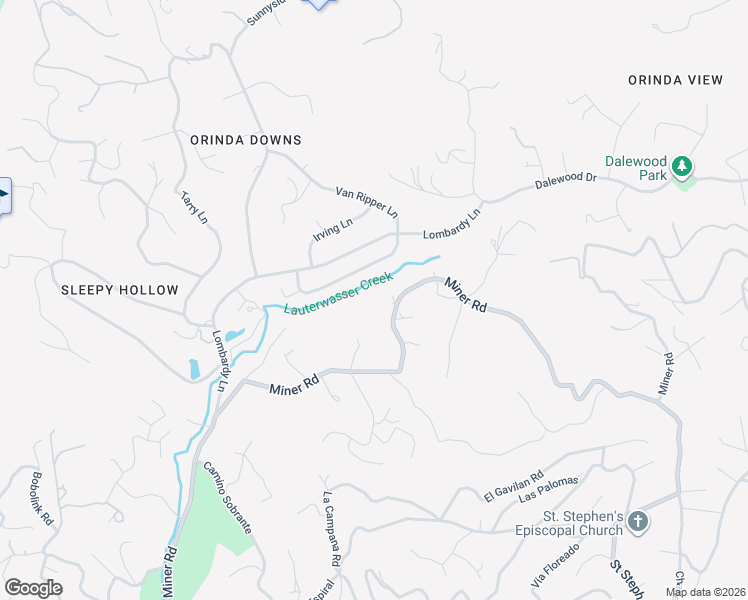 map of restaurants, bars, coffee shops, grocery stores, and more near 551 Miner Road in Orinda