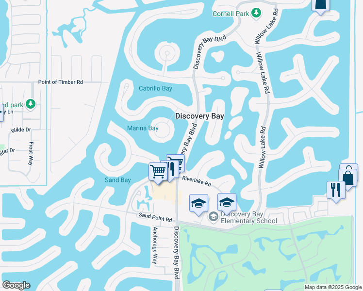 map of restaurants, bars, coffee shops, grocery stores, and more near 1352 Discovery Bay Boulevard in Discovery Bay