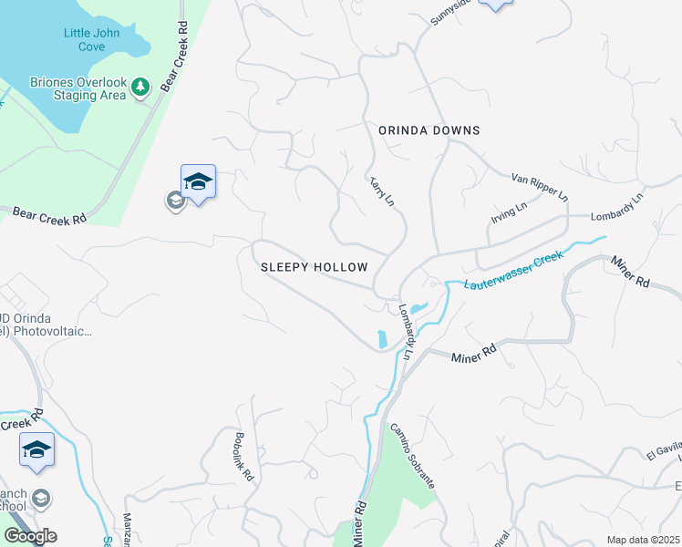 map of restaurants, bars, coffee shops, grocery stores, and more near 125 Sleepy Hollow Lane in Orinda