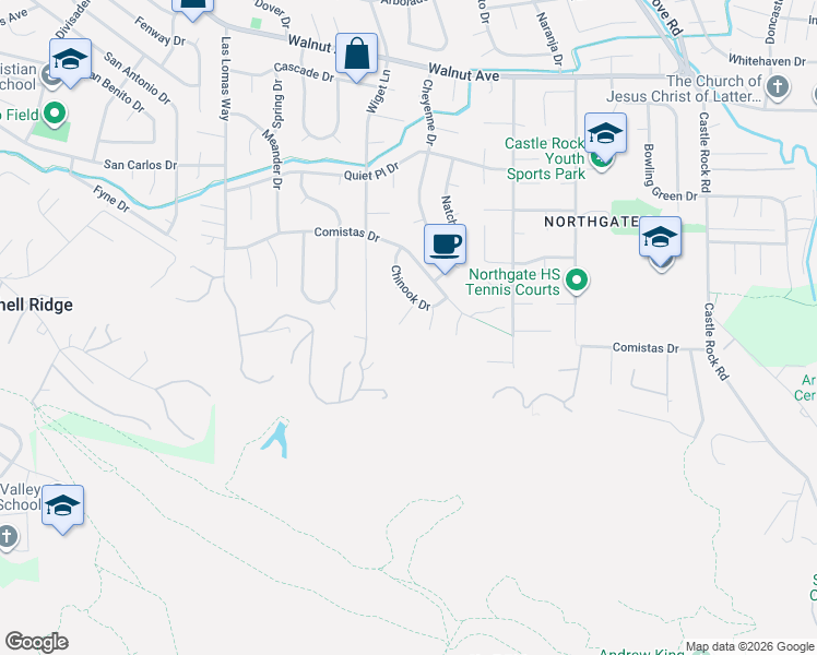 map of restaurants, bars, coffee shops, grocery stores, and more near 1056 Chippewa Court in Walnut Creek