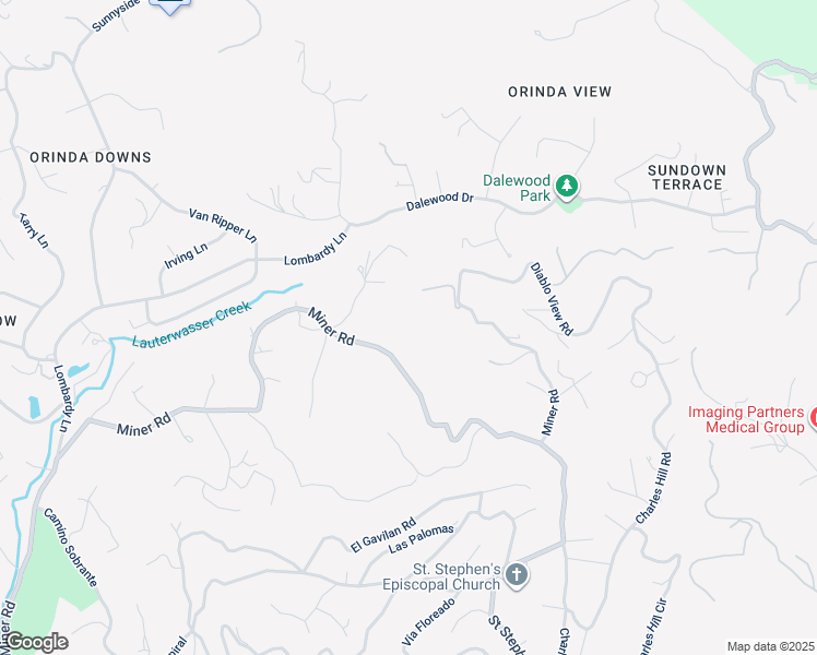 map of restaurants, bars, coffee shops, grocery stores, and more near 621 Miner Road in Orinda