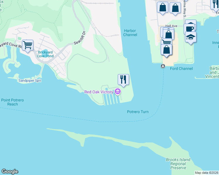 map of restaurants, bars, coffee shops, grocery stores, and more near 1317 Canal Boulevard in Richmond