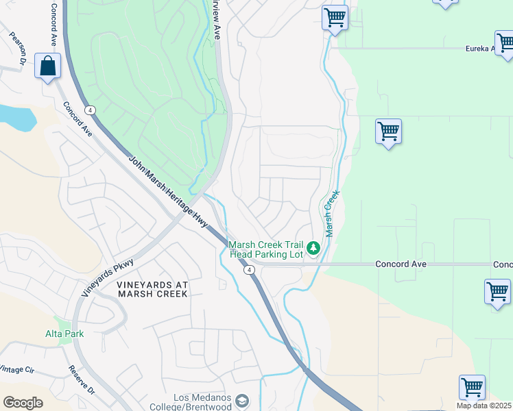 map of restaurants, bars, coffee shops, grocery stores, and more near 1138 Burghley Lane in Brentwood