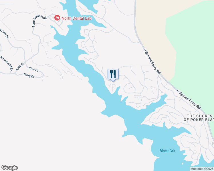 map of restaurants, bars, coffee shops, grocery stores, and more near 6607 Lake Tulloch Place in Copperopolis