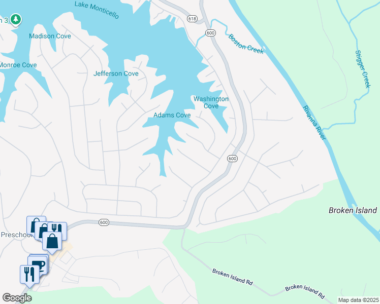 map of restaurants, bars, coffee shops, grocery stores, and more near 13 Axle Tree Road in Palmyra