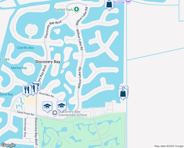map of restaurants, bars, coffee shops, grocery stores, and more near 5653 Drakes Drive in Discovery Bay