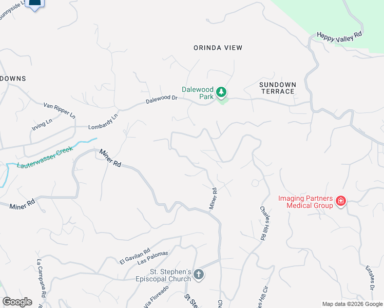 map of restaurants, bars, coffee shops, grocery stores, and more near 742 Miner Road in Orinda