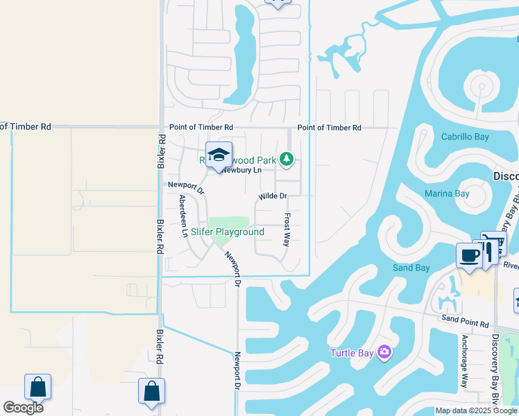 map of restaurants, bars, coffee shops, grocery stores, and more near 107 Tennyson Court in Discovery Bay