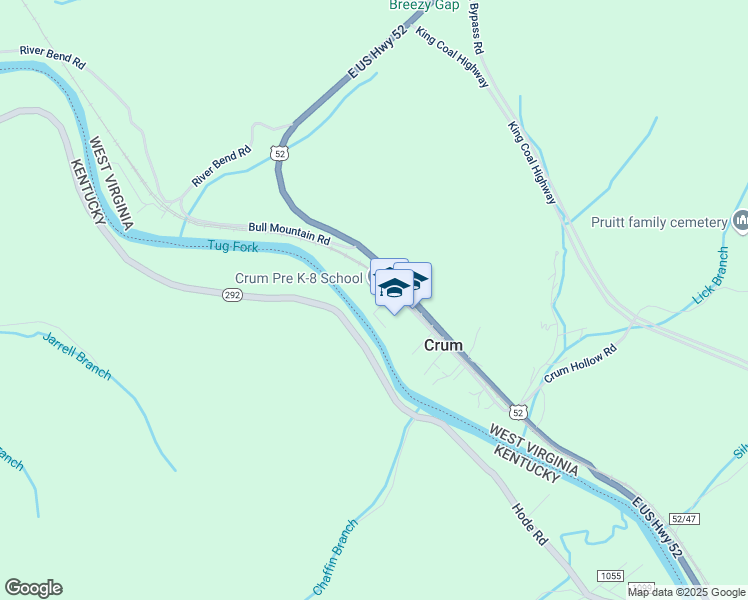 map of restaurants, bars, coffee shops, grocery stores, and more near 150 CrummMiddle School Drive in Crum