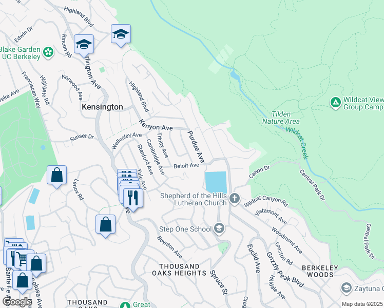 map of restaurants, bars, coffee shops, grocery stores, and more near 252 Purdue Avenue in Kensington