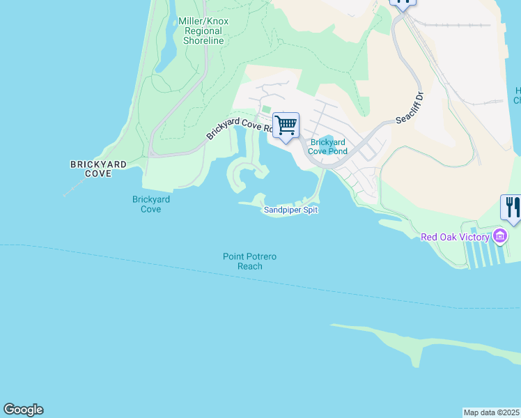 map of restaurants, bars, coffee shops, grocery stores, and more near 1460 Sandpiper Spit in Richmond