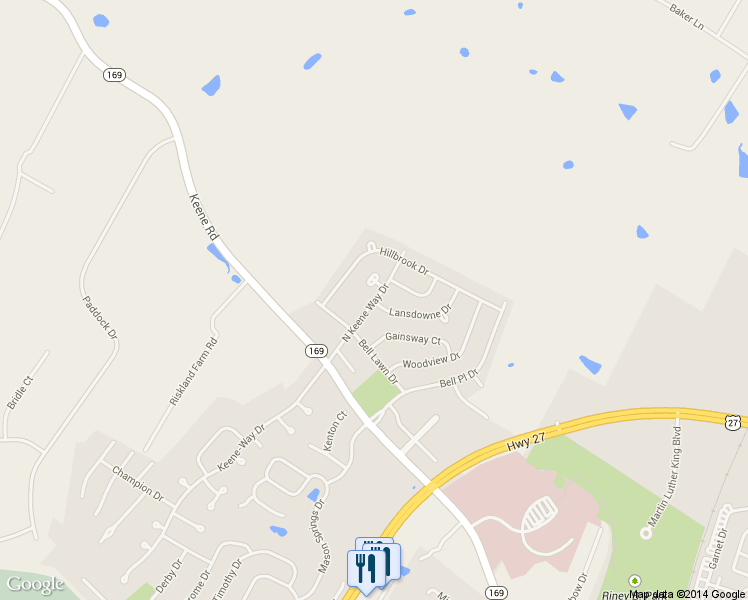 map of restaurants, bars, coffee shops, grocery stores, and more near 405 North Keene Way Drive in Nicholasville