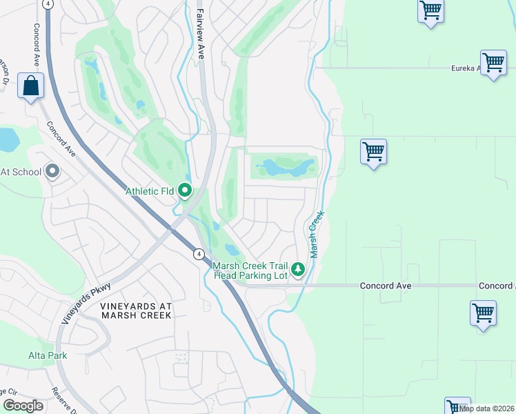 map of restaurants, bars, coffee shops, grocery stores, and more near 1318 Bonum Way in Brentwood