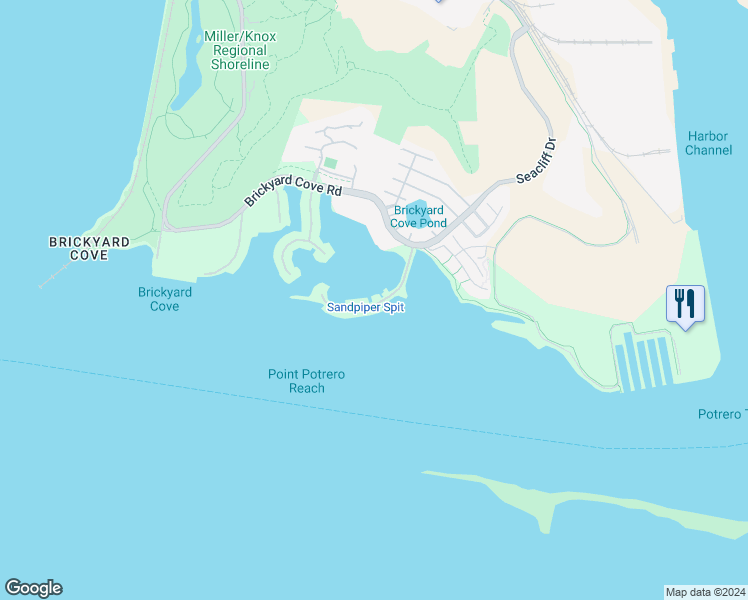 map of restaurants, bars, coffee shops, grocery stores, and more near 1417 Sandpiper Spit in Richmond
