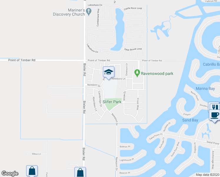 map of restaurants, bars, coffee shops, grocery stores, and more near 40 Newberry Lane in Discovery Bay