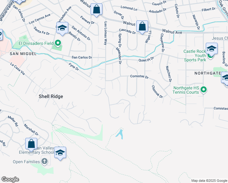 map of restaurants, bars, coffee shops, grocery stores, and more near 1032 Millbrook Court in Walnut Creek