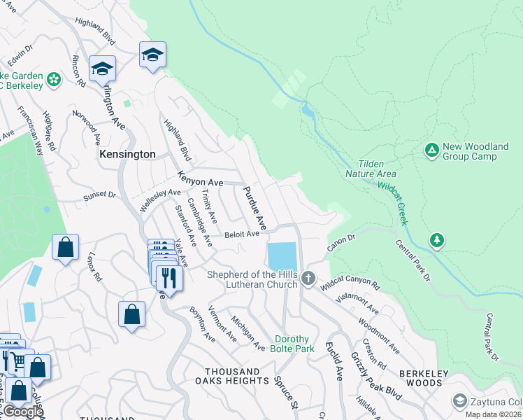 map of restaurants, bars, coffee shops, grocery stores, and more near 252 Purdue Avenue in Kensington