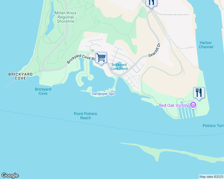 map of restaurants, bars, coffee shops, grocery stores, and more near 1460 Sandpiper Spit in Richmond