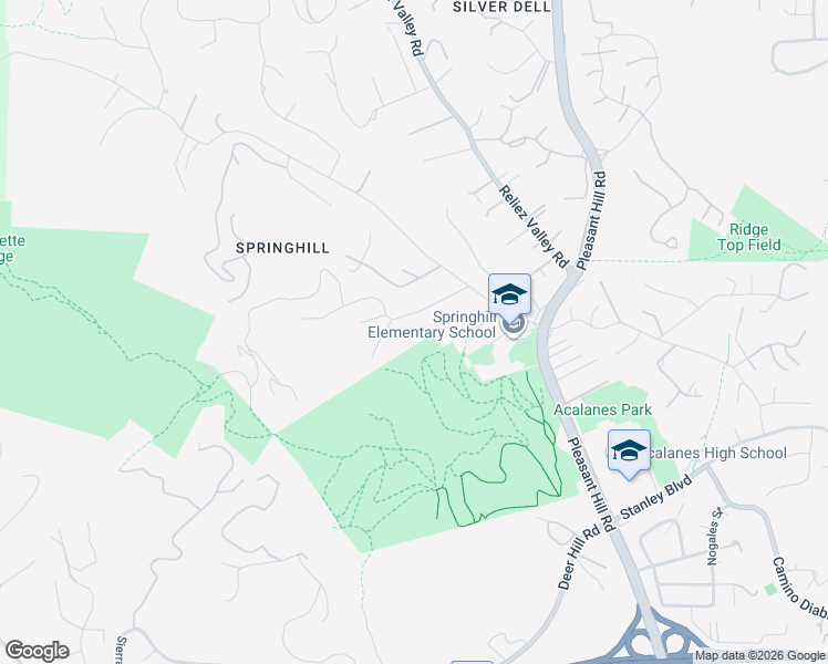 map of restaurants, bars, coffee shops, grocery stores, and more near 1324a Martino Road in Lafayette
