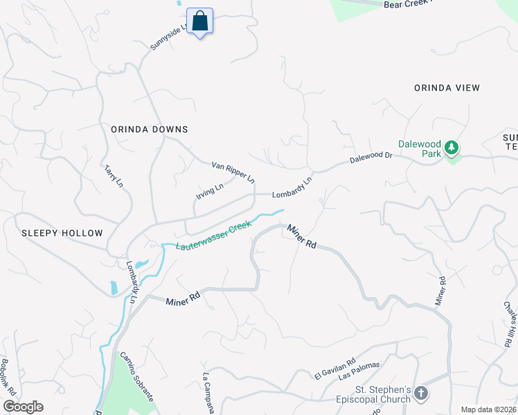 map of restaurants, bars, coffee shops, grocery stores, and more near 77 Van Ripper Lane in Orinda