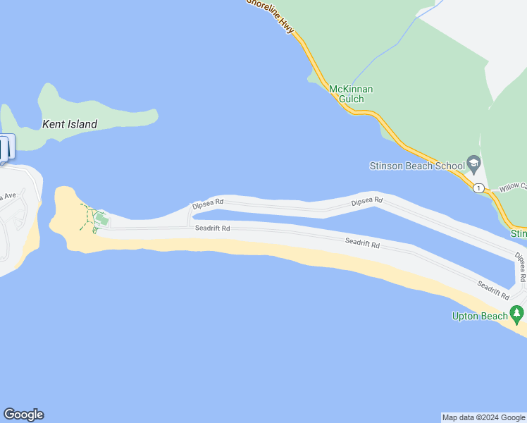 map of restaurants, bars, coffee shops, grocery stores, and more near 173 Dipsea Road in Stinson Beach