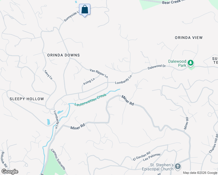map of restaurants, bars, coffee shops, grocery stores, and more near 77 Van Ripper Lane in Orinda