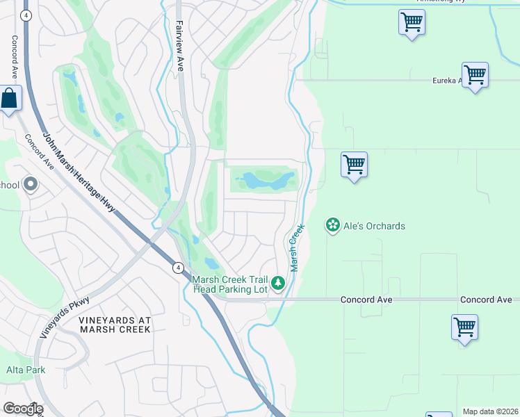 map of restaurants, bars, coffee shops, grocery stores, and more near 1215 Alderman Lane in Brentwood