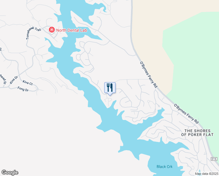 map of restaurants, bars, coffee shops, grocery stores, and more near 104 Athena Drive in Copperopolis