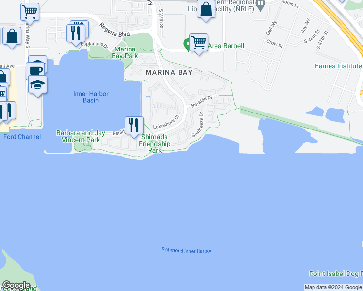 map of restaurants, bars, coffee shops, grocery stores, and more near 89 Southwind Circle in Richmond