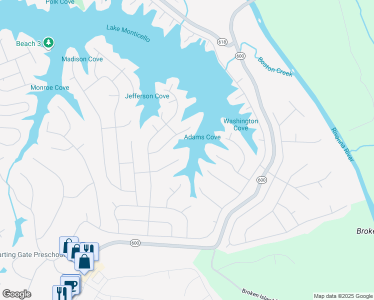 map of restaurants, bars, coffee shops, grocery stores, and more near 22 Barefoot Lane in Palmyra